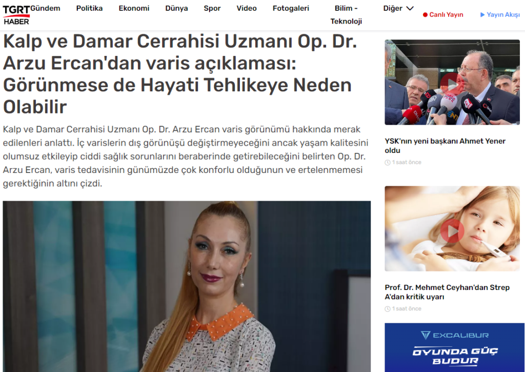 Varicose vein statement from Cardiovascular Surgeon Op. Dr. Arzu Ercan: Even If Unseen, They Can Be Life-Threatening