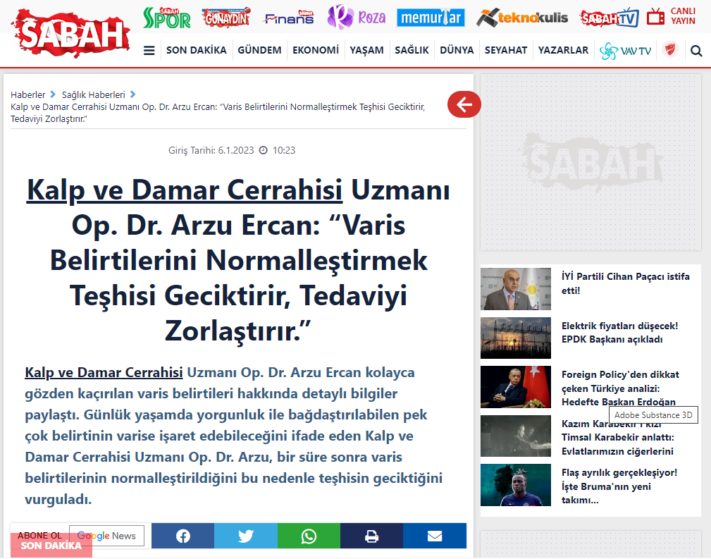 Cardiovascular Surgeon Op. Dr. Arzu Ercan: “Normalising the Symptoms of Varicose Veins Delays Diagnosis and Makes Treatment Harder.”
